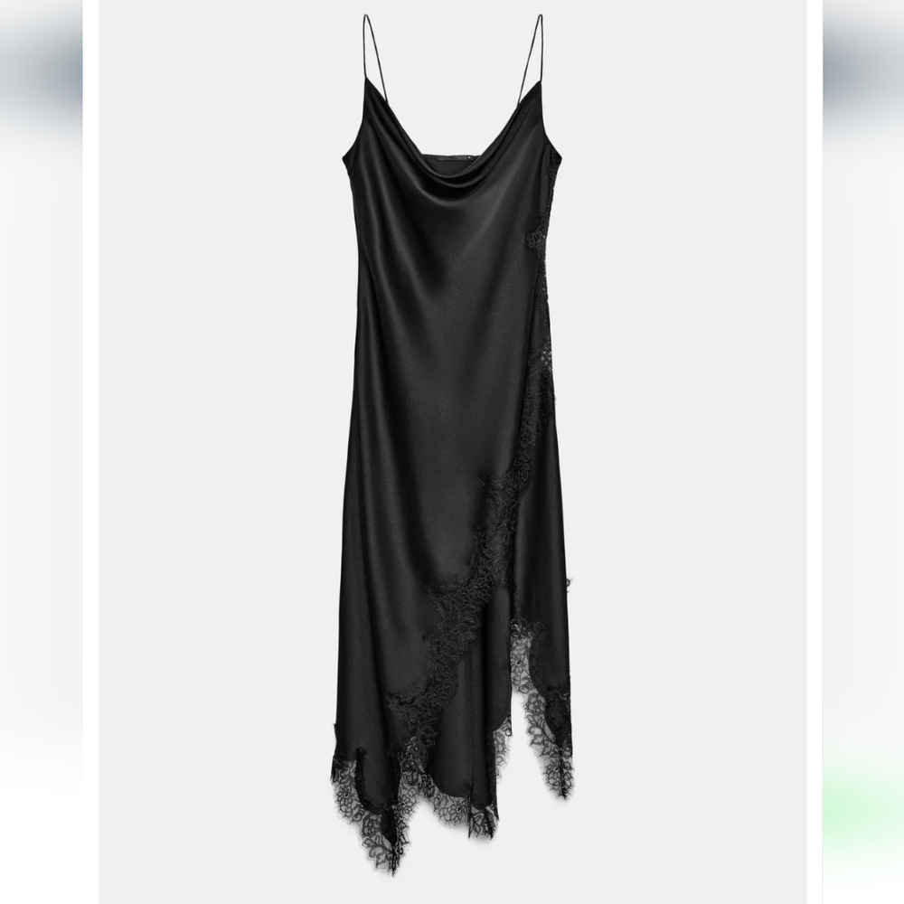 ZARA ASYMMETRIC LACE DRESS BLACK - Picture 11 of 12